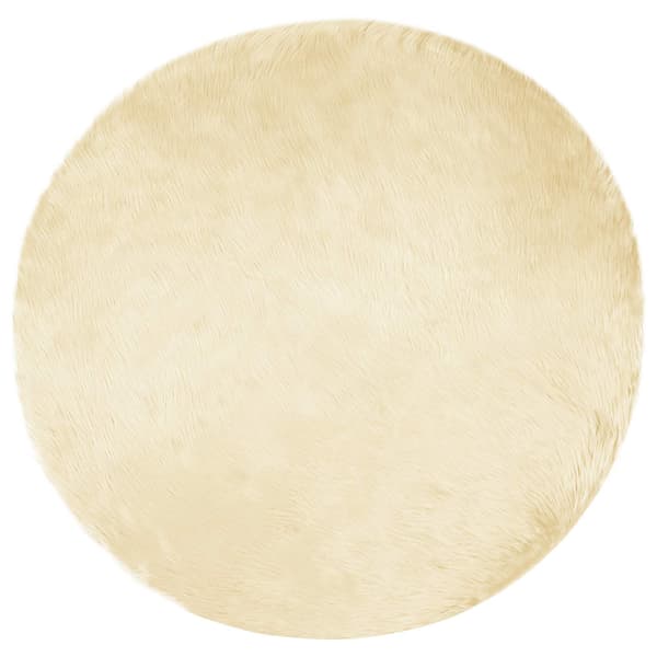 Fuskfäll matta TAFALLA Gräddvit Ø 160 cm Polyester