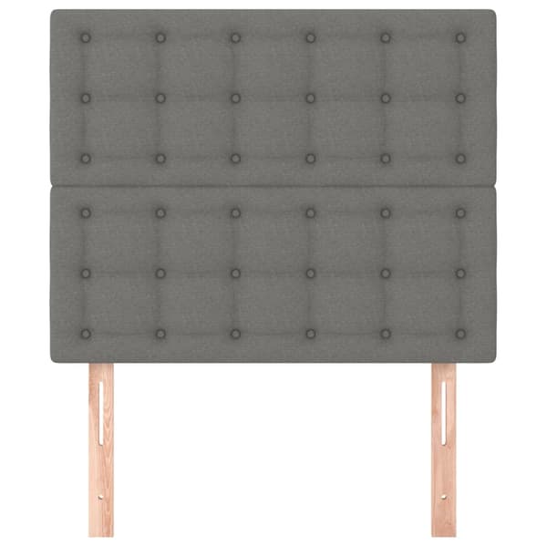 Sänggavel mörkgrå 100x5x118/128 cm tyg