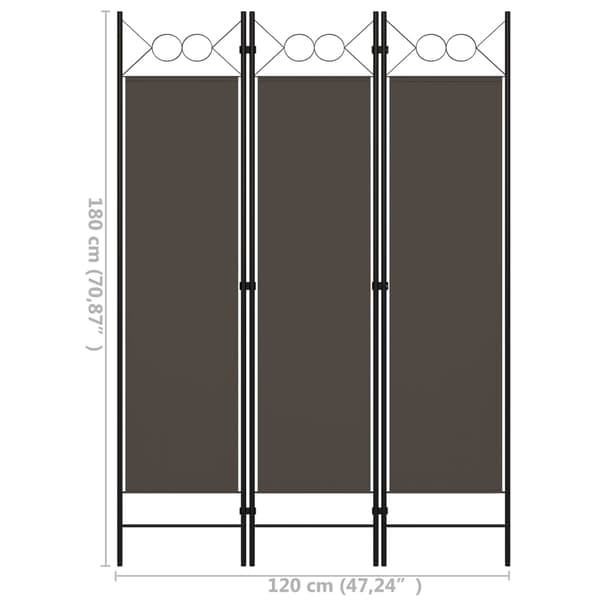 Rumsavdelare 3 paneler antracit 120x180 cm