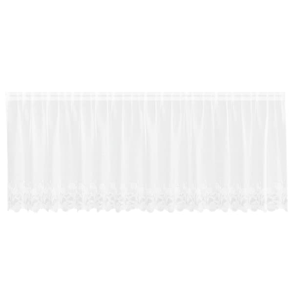 Spetsgardin med gardiner Blommor Vit 100 x 400 cm Polyester