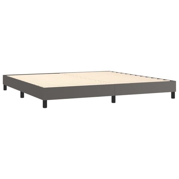 Ramsäng med madrass grå 200x200 cm konstläder