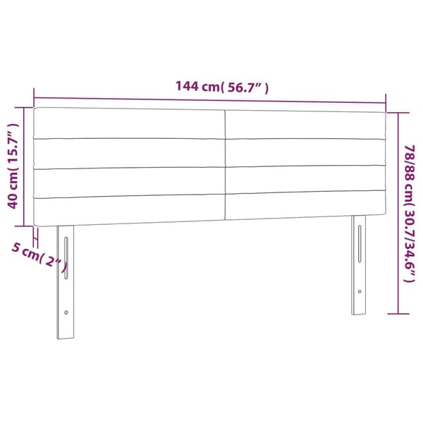 Sänggavel LED blå 144x5x78/88 cm tyg