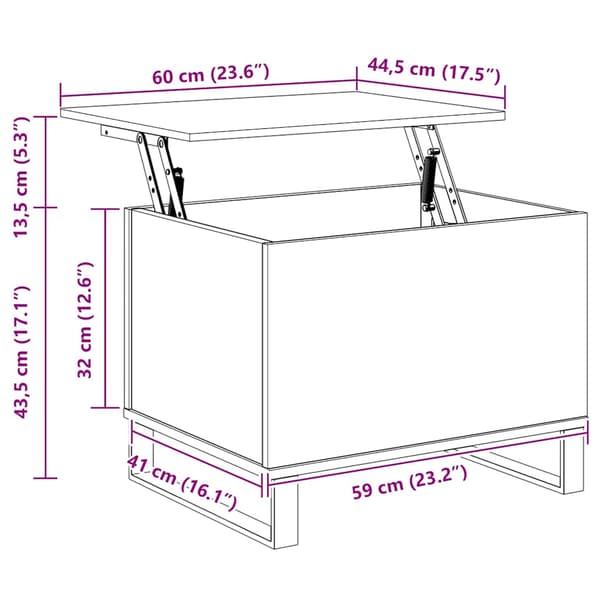 Soffbord betonggrå 60x44,5x45 cm konstruerat trä