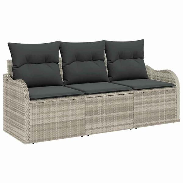 Trädgårdsoffset med kudde 3 pcs Ljusgrå konstrotting