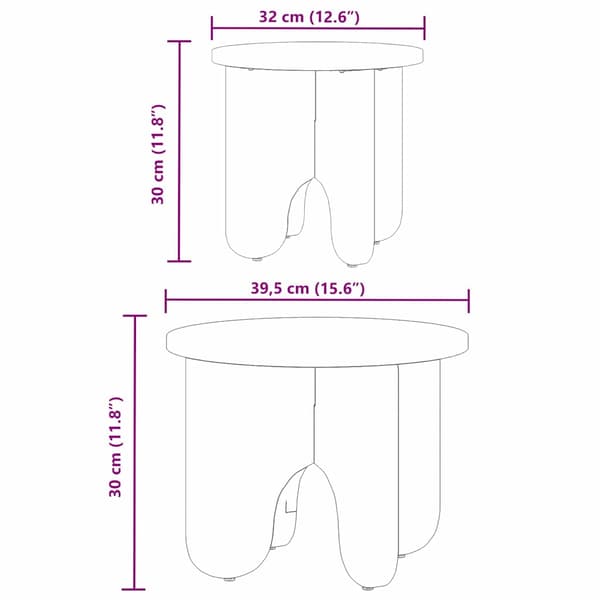 Kaffeebord 2 pcs Vit Massivt tallträ