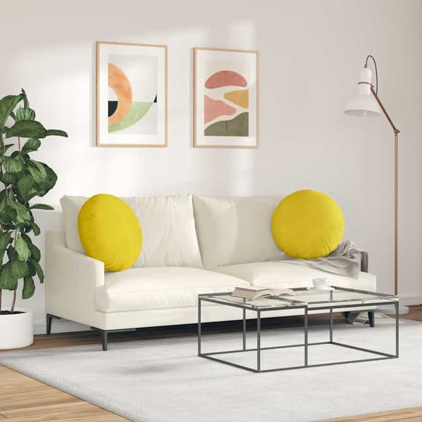 Sittkuddar 2 pcs Gul Ø50 x 19 cm Sammet