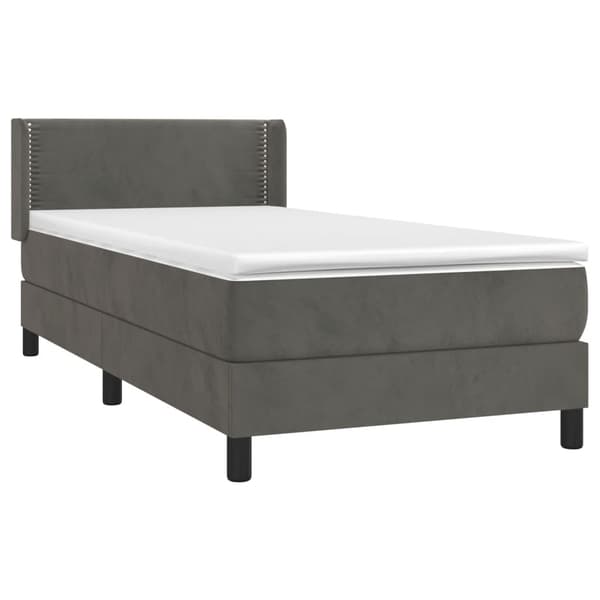 Ramsäng med madrass mörkgrå 100x200 cm sammet