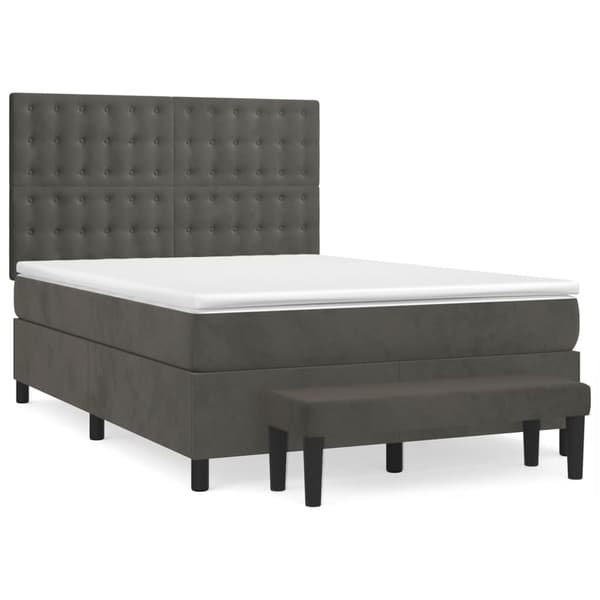 Ramsäng med madrass mörkgrå 140x190 cm sammet