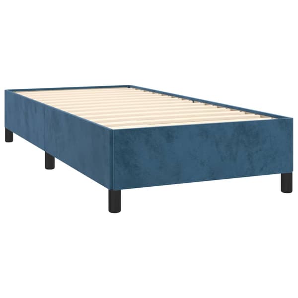 Ramsäng med madrass mörkblå 90x200 cm sammet