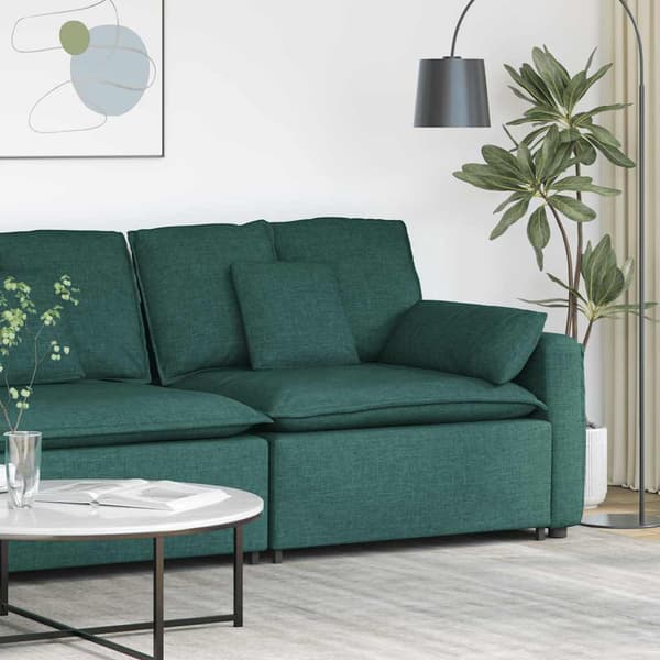 Modulär soffa armstödsändmodul med dynor mörkgrön 100 cm
