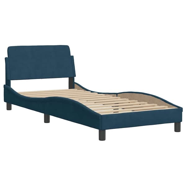 Bed Frame with Headboard "Dover" Blue 80x200 cm Velvet