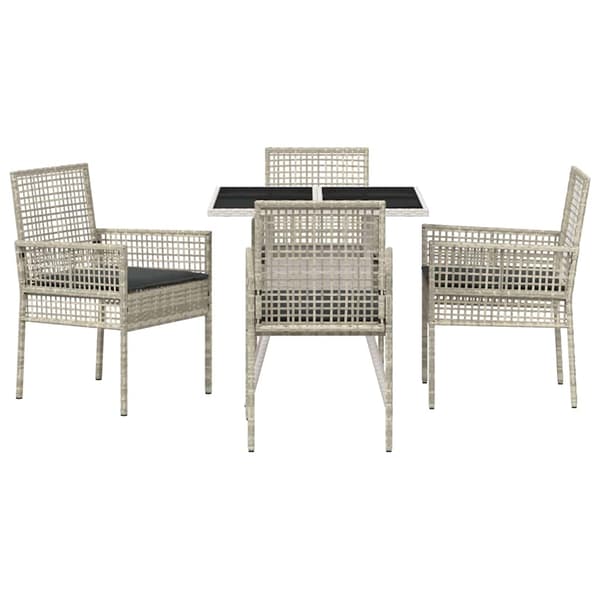 Trädgårdsmöbelset 5 pcs Ljusgrå konstrotting