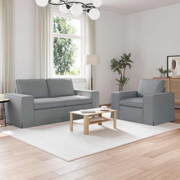 Soffset 2 pcs Ljusgrå 182 x 80 x 82 cm tyg