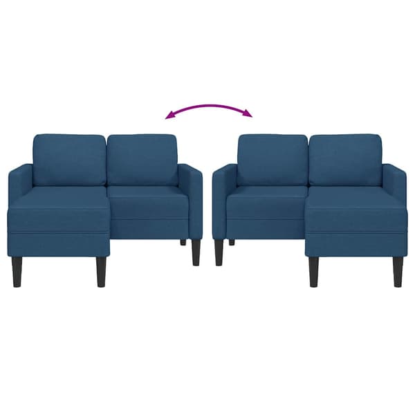 2-sitssoffa med schäslong L-formad blå 125 cm tyg
