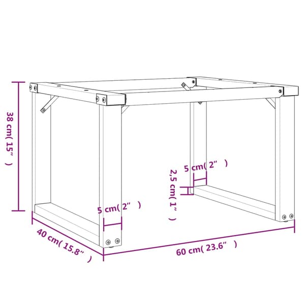 Bordsben för soffbord O-ram 60x40x38 cm stål