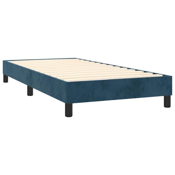 Ramsäng med madrass mörkblå 90x200 cm sammet