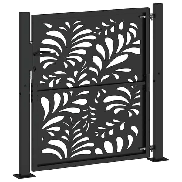 Trädgårdsgrind svart 100x100 cm stålvågdesign