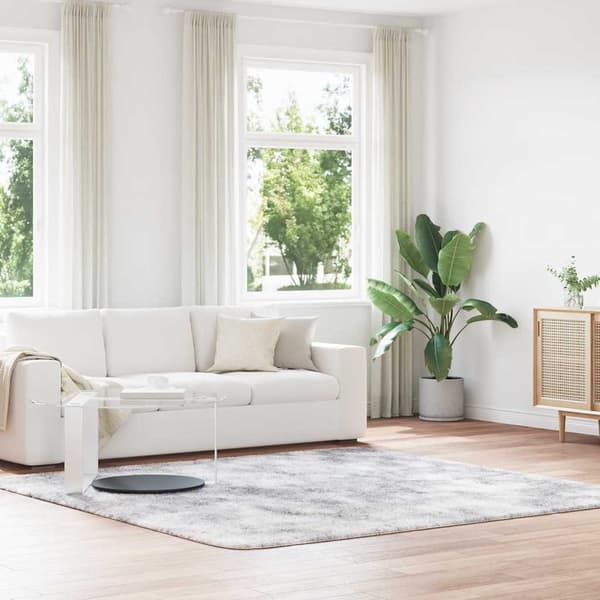 Ryamatta med lång lugg NAVARRA silvergrå 240x240 cm polyester