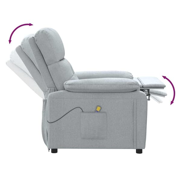 Massagefåtölj ljusgrå tyg