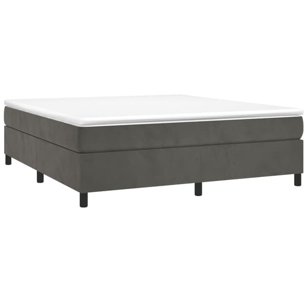 Ramsäng med madrass mörkgrå 160x200 cm sammet
