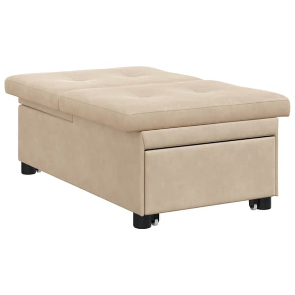 Pull Out Sofa Bed Kräm 194 x 67 x 82 cm Mikrofiber