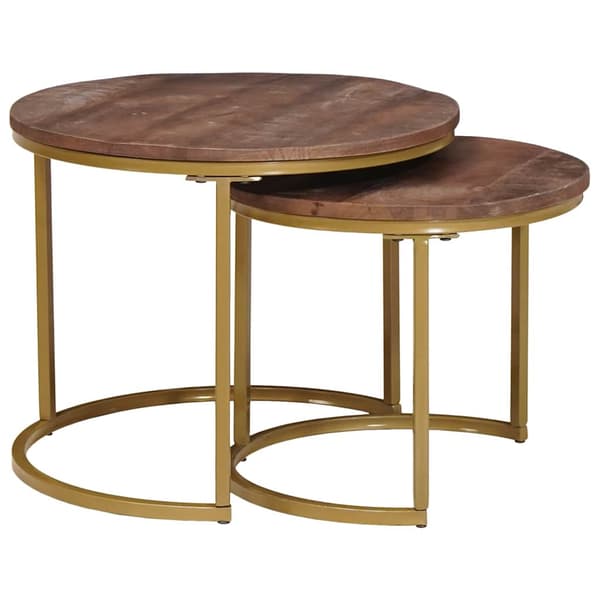 Nesting Kaffe Bord 2 pcs Mörkbrun Massivt Mangoträ och stål