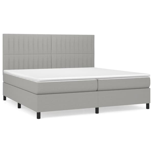 Ramsäng med madrass ljusgrå 200x200 cm tyg