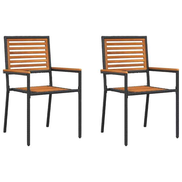 Trädgårds stapelbara stolar 2 pcs Brun och svart