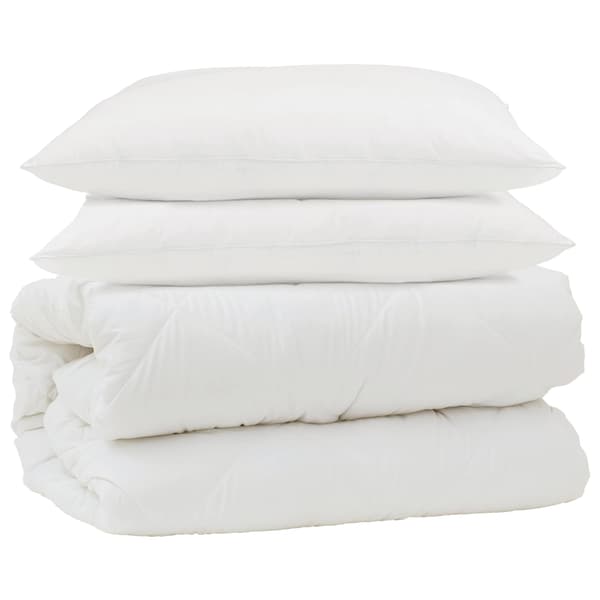 Täckeset med kudde 3 pcs Vit Mikrofiber och Dunfjäder