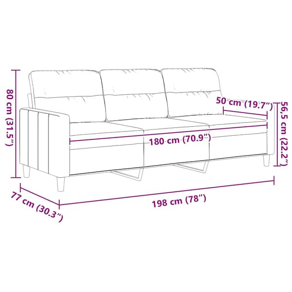 3-sitssoffa svart 180 cm tyg