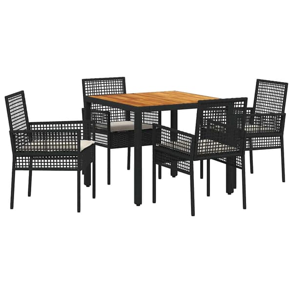 Trädgårdsmöbelset 5 pcs Svart konstrotting