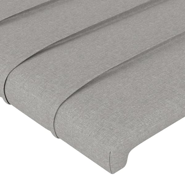 Sänggavel LED ljusgrå 83x16x118/128 cm tyg