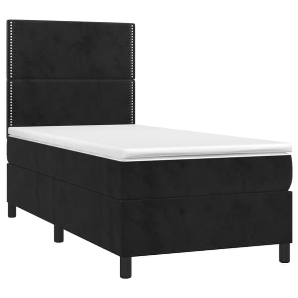 Ramsäng med madrass svart 90x190 cm sammet