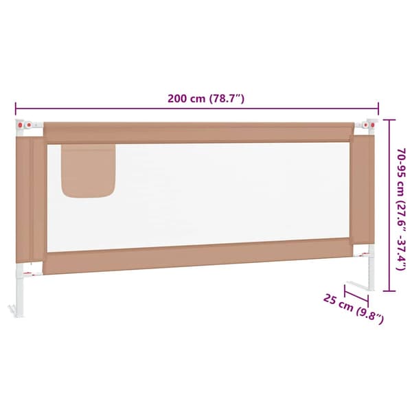 Sängskena för barn taupe 200x25 cm tyg