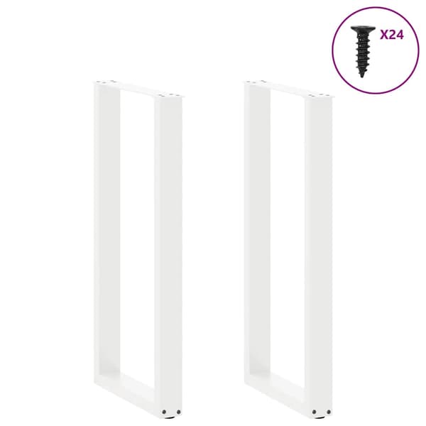 Barbordsben U-formade 2 st vita 50x(100-101) cm stål