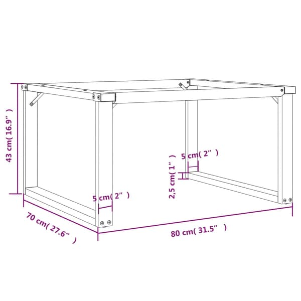 Bordsben för soffbord O-ram 80x70x43 cm stål