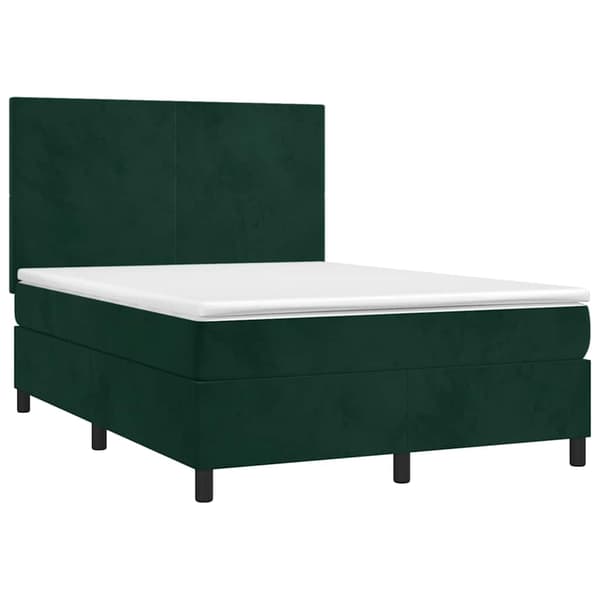 Ramsäng med madrass mörkgrön 140x190 cm sammet