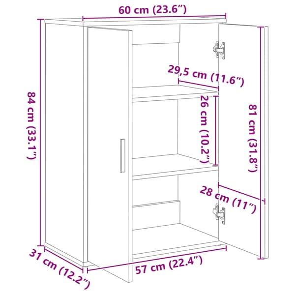 Sideboard Gammalt trä 60 x 31 x 84 cm Konstruerat trä