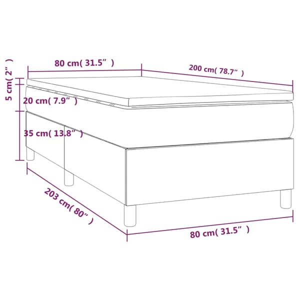 Ramsäng med madrass grå 80x200 cm konstläder