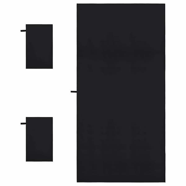 Sporthandduk Set 3 pcs Svart Polyester och polyamid