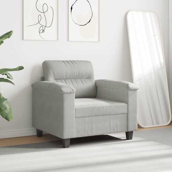 Fåtölj ljusgrå 60 cm mikrofibertyg