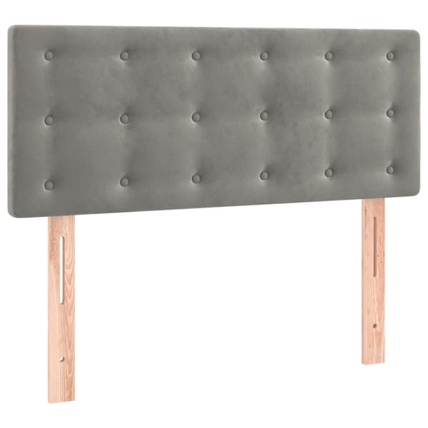 Ramsäng med madrass ljusgrå 90x200 cm sammet