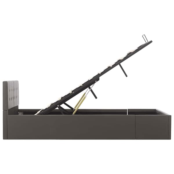 Sängram hydraulisk förvaring grå konstläder 120x200 cm