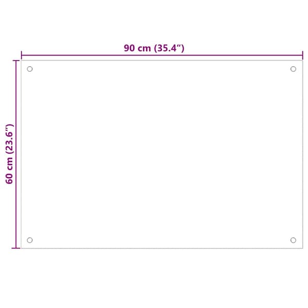 Stänkskydd transparent 90x60 cm härdat glas