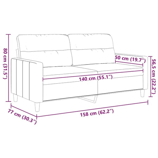 2-sitssoffa svart 140 cm tyg