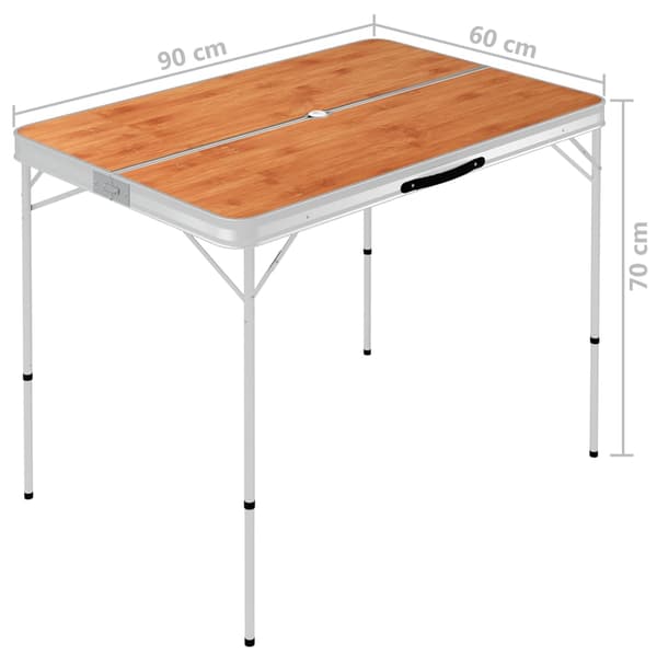 Hopfällbart campingbord med 2 bänkar aluminium brun