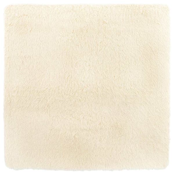 Ryamatta med lång lugg NAVARRA gräddvit 120x120 cm polyester