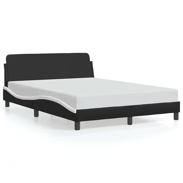 Bed Frame "Dover" Black&White 140x190 cm Faux Leather
