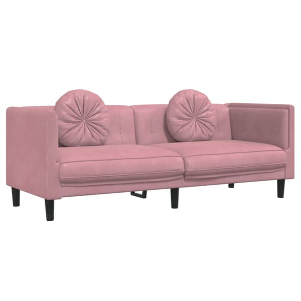Soffgrupp med kuddar 2 delar rosa sammet