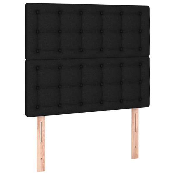 Ramsäng med madrass & LED svart 90x190 cm tyg